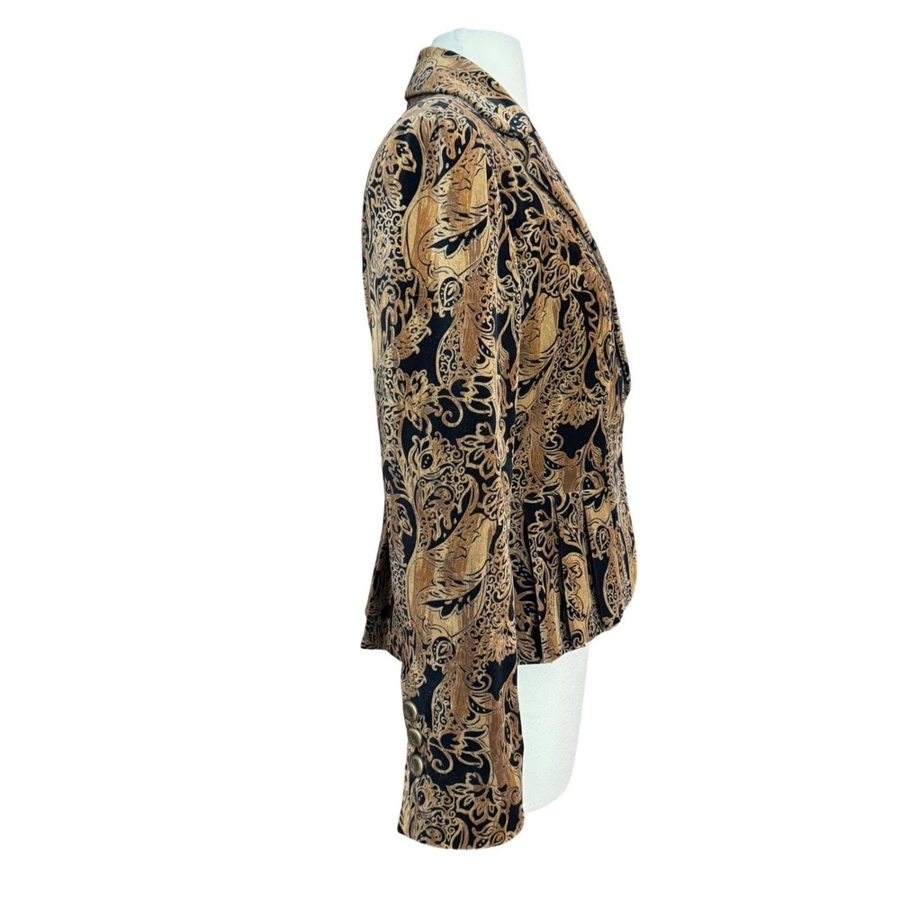 Vintage Y2k Goth Gold and Black Velour Pemlum Blazer size 8 Decorative Buttons - Picture 7 of 12